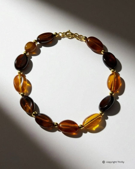 Collana Terre Brune Thrilly con perle ovali color ambra e marrone