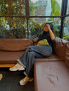 Borsa Soleil Thrilly avocado verde indossata da modella